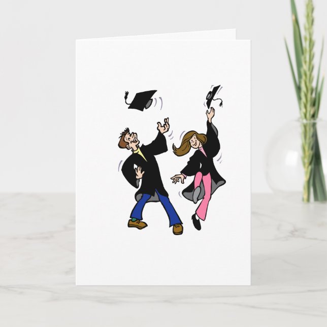 Tarjeta Graduados gemelos del muchacho y del chica (Anverso)
