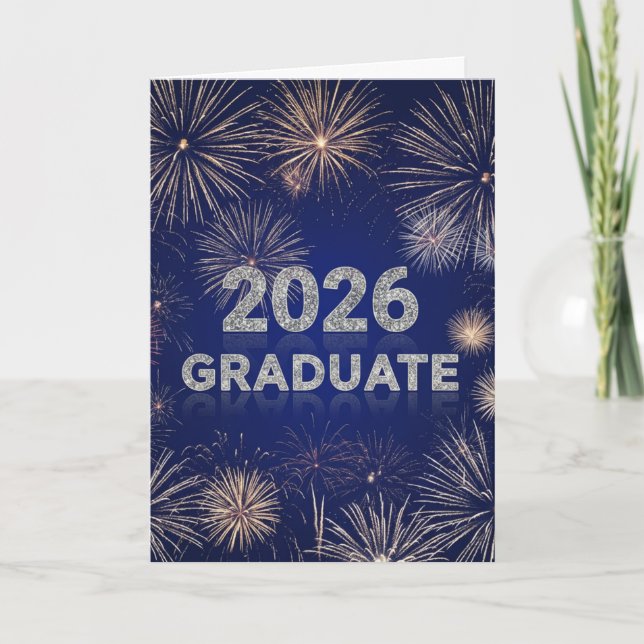 Tarjeta Graduate 2026 Fireworks Card (Anverso)