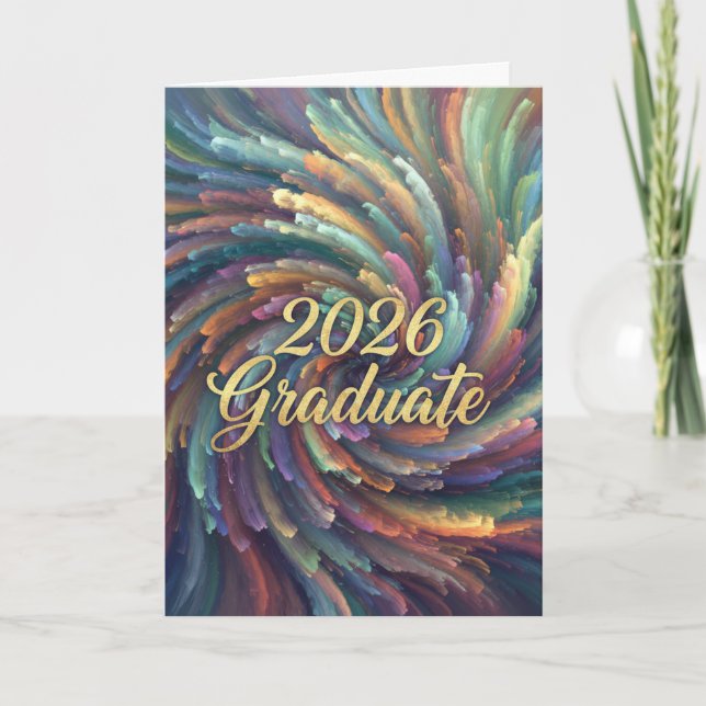Tarjeta Graduate 2026 Swirling Colors Card (Anverso)