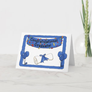 Tarjeta Graduate Felicitaciones Azul