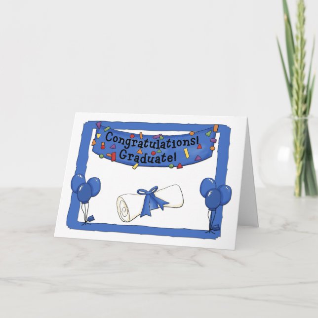 Tarjeta Graduate Felicitaciones Azul (Anverso)