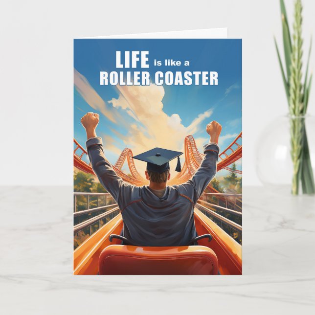 Tarjeta Graduate Felicitaciones Rollercoaster Tema diverti (Anverso)