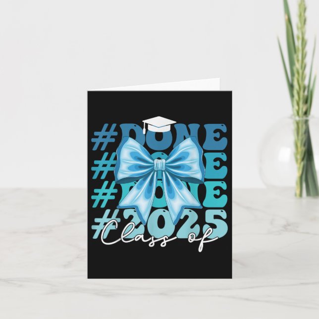 Tarjeta Graduati De Blue Bow En Graduati (Anverso)