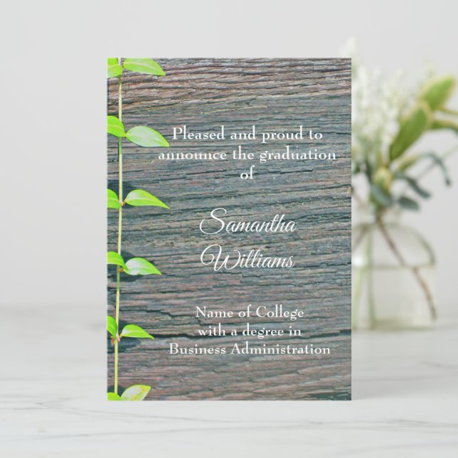 Tarjeta Graduation Announcement College, Rustic Card (Anverso de pie)
