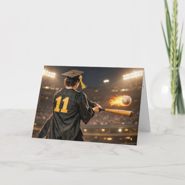 Tarjeta Graduation Boy Baseball Player #11 (Anverso)