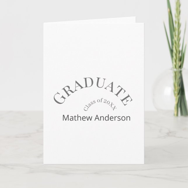 Tarjeta Graduation name class of 20XX gray bold stylish  (Anverso)
