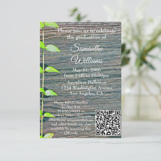 Tarjeta Graduation Party Invitation, Rustic Boards Card (Anverso de pie)