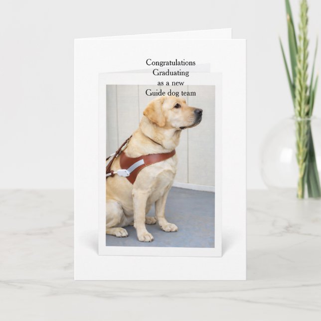Tarjeta Graduation Yellow Labrador New Guide Dog Team (Anverso)