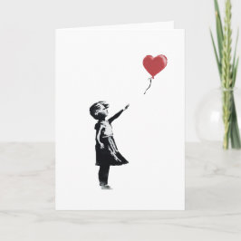 Tarjeta Graffiti banksy - Chica con globo, arte callejero