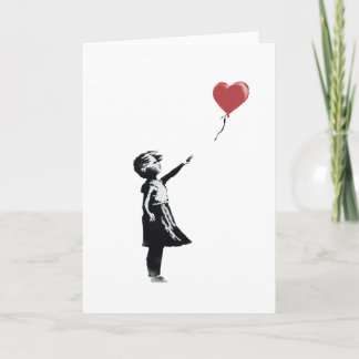 Tarjeta Graffiti banksy - Chica con globo, arte callejero