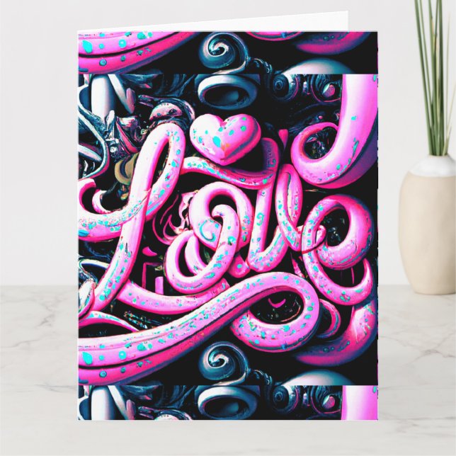 Tarjeta Graffiti de amor rosa y negro (Anverso)