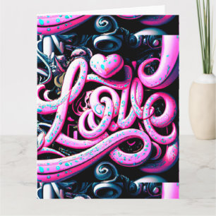 Tarjeta Graffiti de amor rosa y negro
