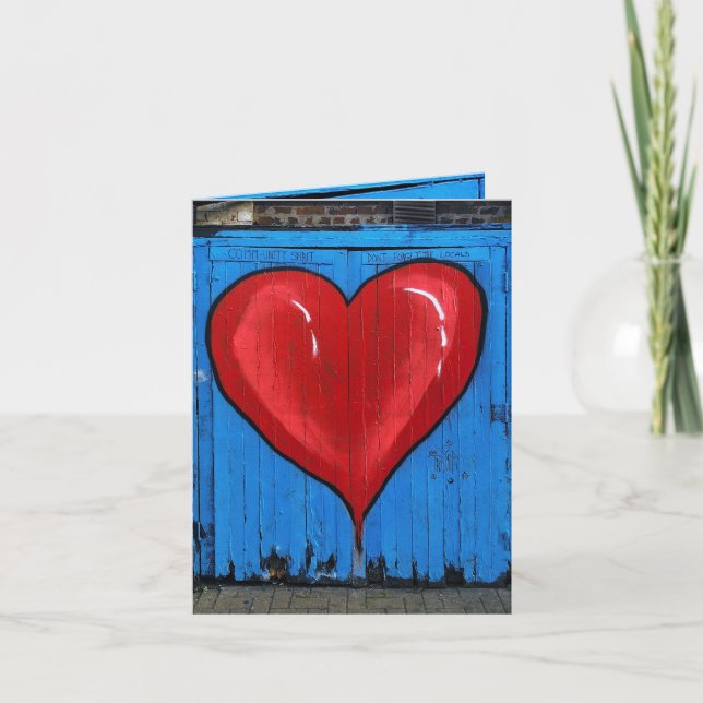 Tarjeta Graffiti Heart, muralla azul, Valentine, la mejor  (Anverso)