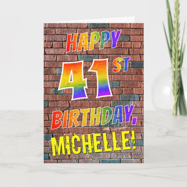 Tarjeta Graffiti Inspired Rainbow Look HAPPY 41ST BIRTHDAY (Anverso)