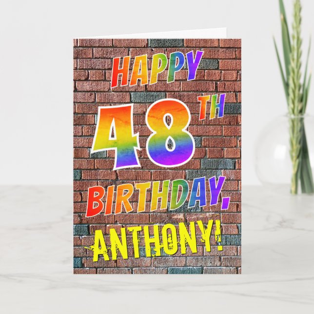 Tarjeta Graffiti inspiró el arcoiris a verse feliz 48 cump (Anverso)