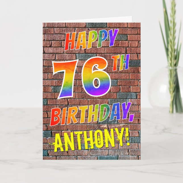 Tarjeta Graffiti inspiró el arcoiris con 76 cumpleaños (Anverso)
