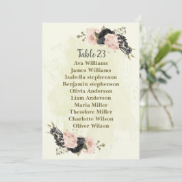 tarjeta gráfica de asiento con flores negras rosa