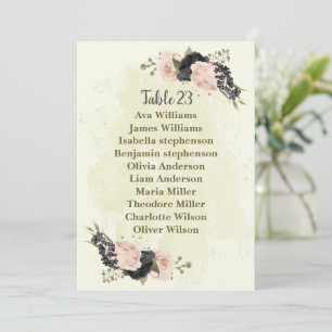 tarjeta gráfica de asiento con flores negras rosa