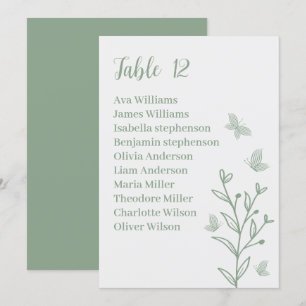 Tarjeta gráfica de asiento floral simple en verde