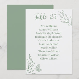 Tarjeta gráfica de asiento floral simple en verde