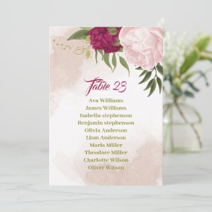 tarjeta gráfica de asientos con flores rosa magent