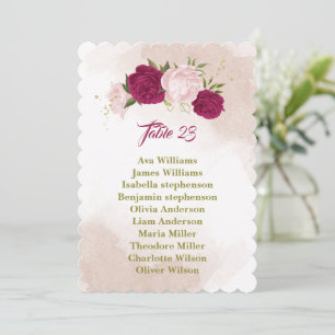 tarjeta gráfica de asientos con flores rosa magent