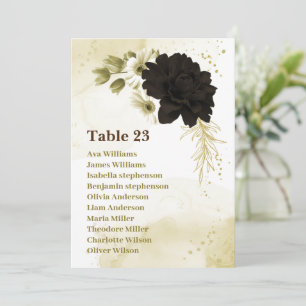 Tarjeta gráfica de boda de marfil marrón dorado fl
