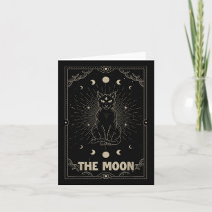 Tarjeta Gráfica de carta de tarot de gato de luna crecient