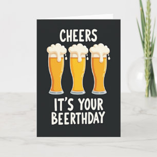 Tarjeta gráfica de cumpleaños con cerveza Cheers