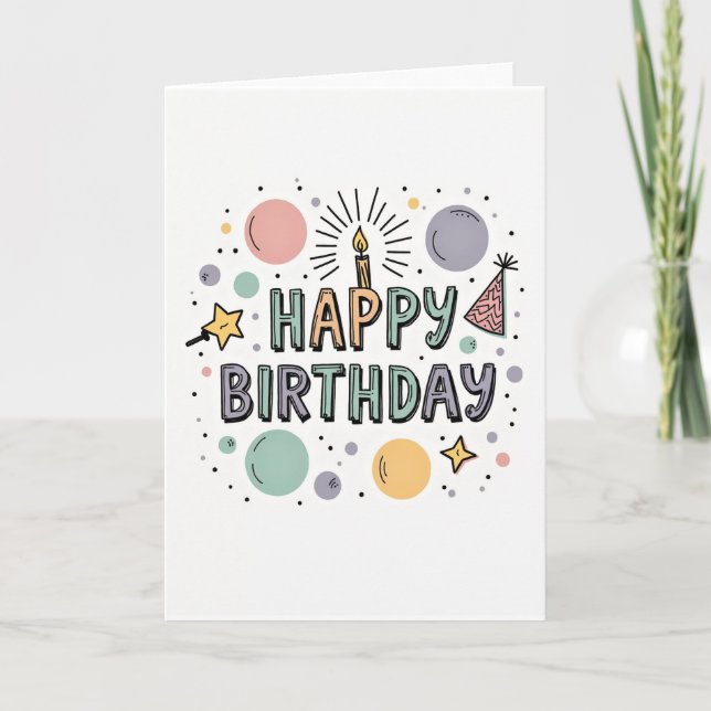 Tarjeta Gráfica de Cumpleaños con Pastel (Anverso)