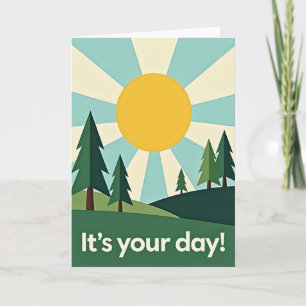 Tarjeta gráfica de cumpleaños soleado