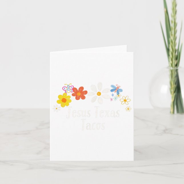Tarjeta Gráfica de flores divertidas Jesús Texas Tacos dic (Anverso)