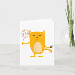 Tarjeta Gráfica de gato jugador de bádminton deportes vole