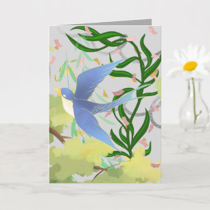 Tarjeta Gráfica de Pájaro de Jardín de Primavera
