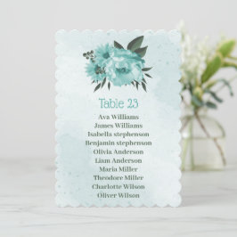 tarjeta gráfica de salón verde de flores azules