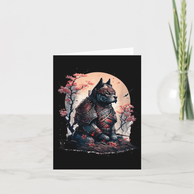 Tarjeta Gráfica De Tatuaje De Perro Ninja De Samurai Japon (Anverso)