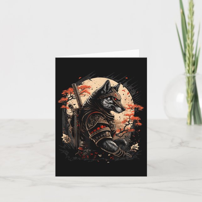 Tarjeta Gráfica De Tatuaje Japonés De Perro Samurai Para H (Anverso)