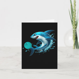 Tarjeta Gráfica divertida de boliche Bowling Shark jugando