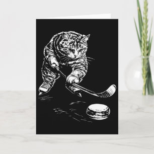 Tarjeta Gráfica divertida de hockey sobre hielo de gato