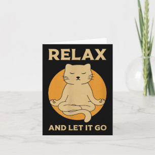 Tarjeta Gráfica divertida del gato Yoga Zen Meditación