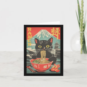 Tarjeta Gráfica japonesa del gato satinado Ramen Anime
