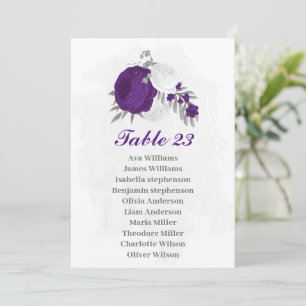tarjeta gráfica plateada de flores moradas y blanc