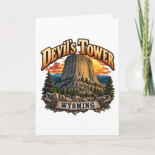 Tarjeta Gráfica Vintage Atardecer de la Torre del Diablo W