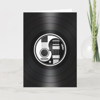 Tarjeta Gráfico blanco y negro del vinilo de las guitarras