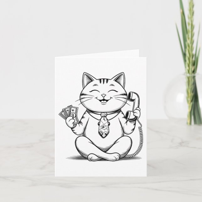 Tarjeta Gráfico de Fortune Kitty Meme Kawaii Maneki Neko D (Anverso)