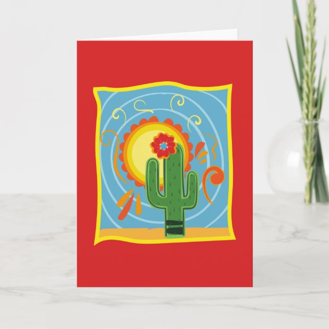 Tarjeta Gráfico de Frida Kahlo Cactus (Anverso)