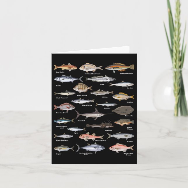 Tarjeta Gráfico de identificación de peces de época (Anverso)