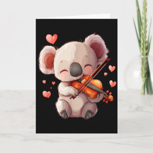 Tarjeta Gràfico de koala kawaii tocando el violín para San