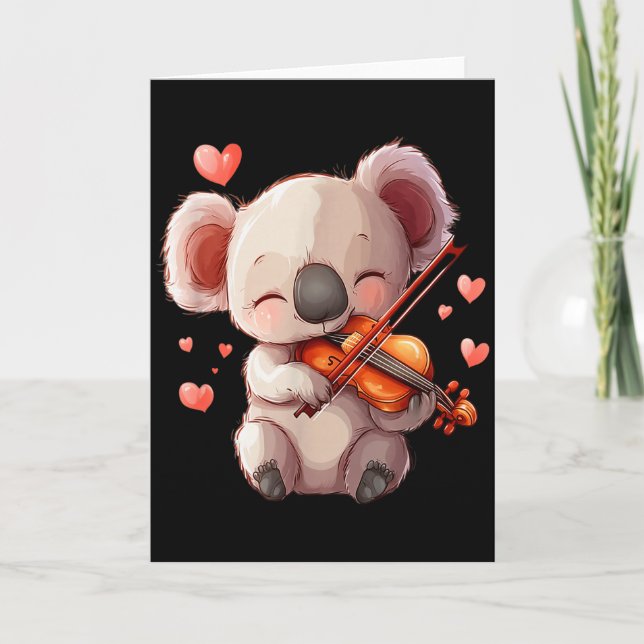 Tarjeta Gràfico de koala kawaii tocando el violín para San (Anverso)