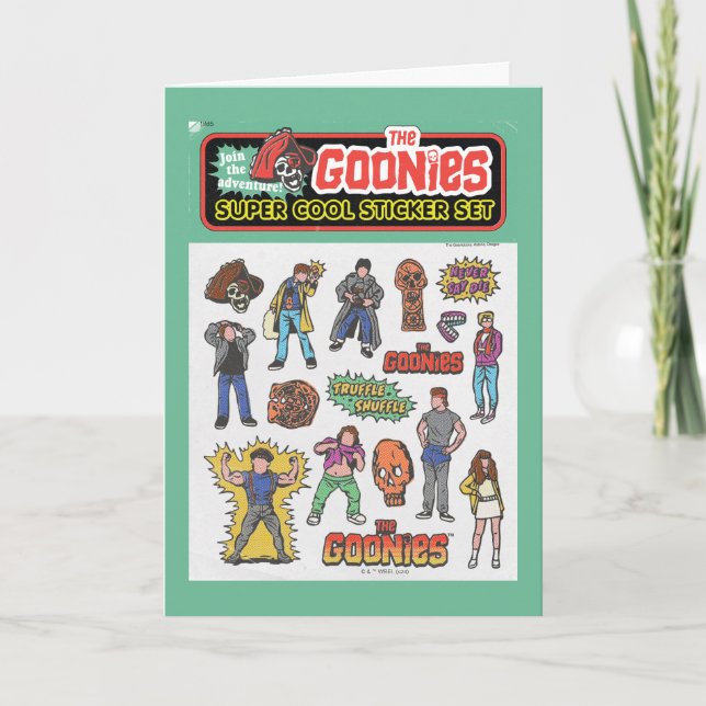 Tarjeta Gráfico de la hoja de Pegatinas retro de Goonies (Anverso)